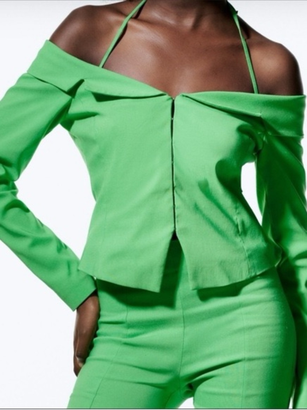ZARA Green Off-Shoulder Top - Limited Collection